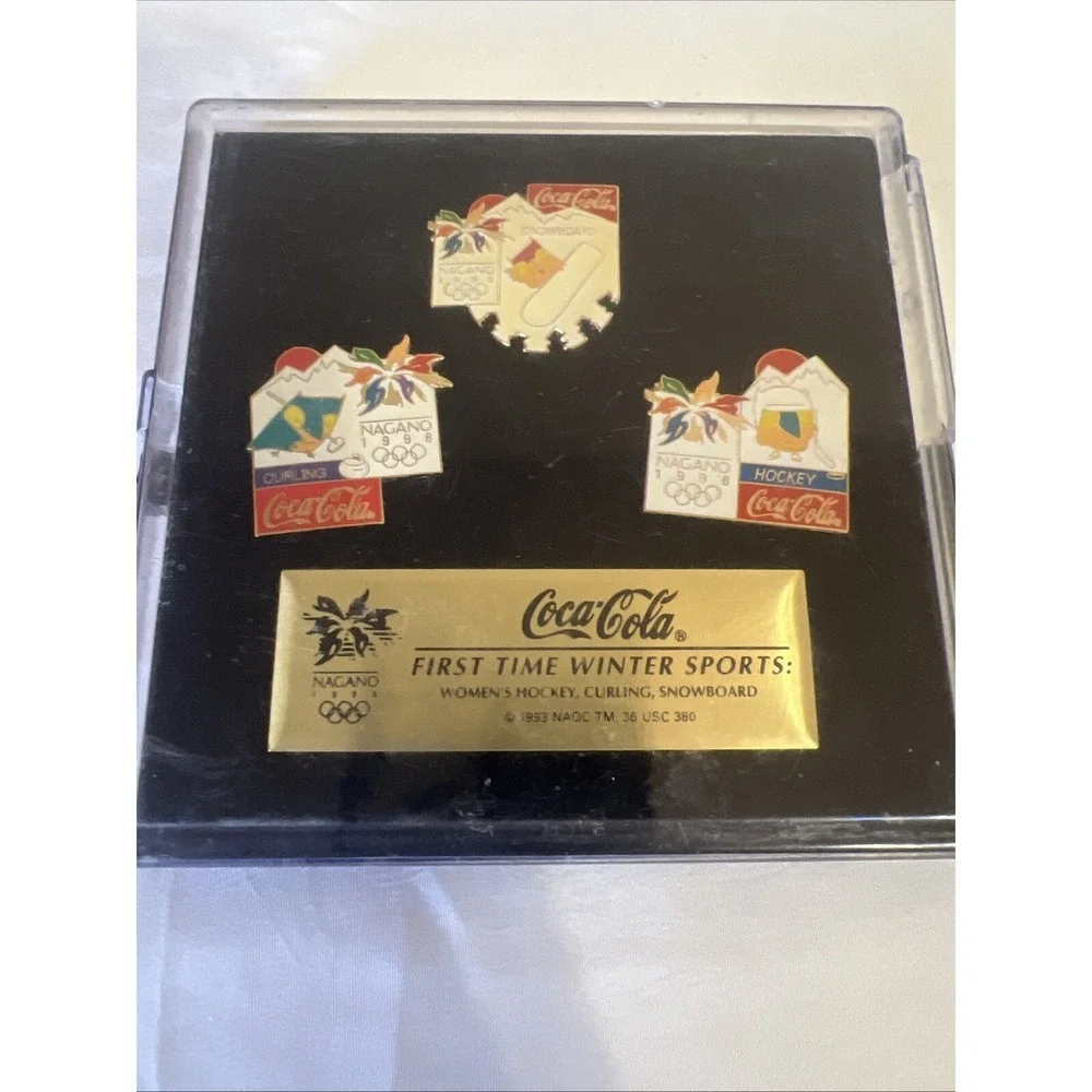 Coca Cola First Time Winter Sports 1998 Collectors Vintage 3 Pins USA OLYMPIC‎